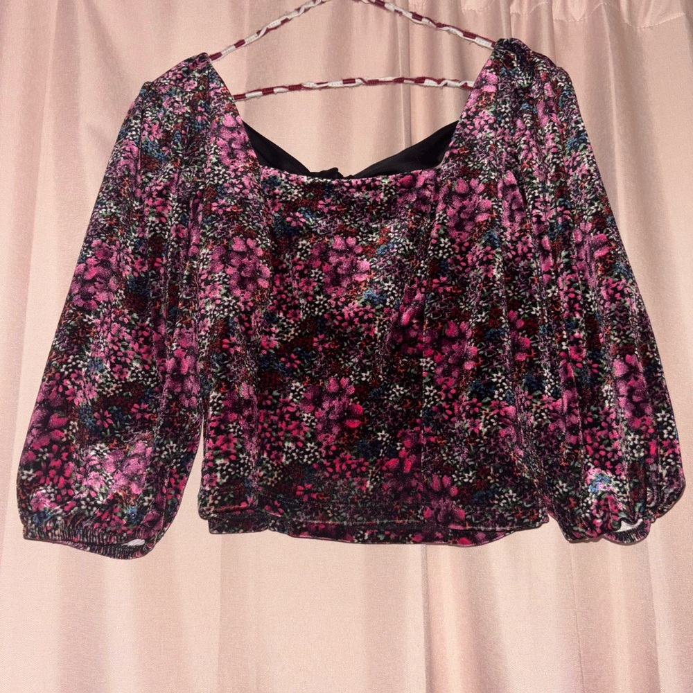 Floral Velvet Crop Top